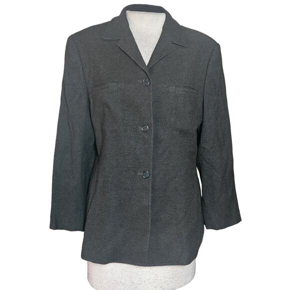 Anne Klein Dark Brown Wool Blend Blazer Jacket Size Small - Picture 1 of 4